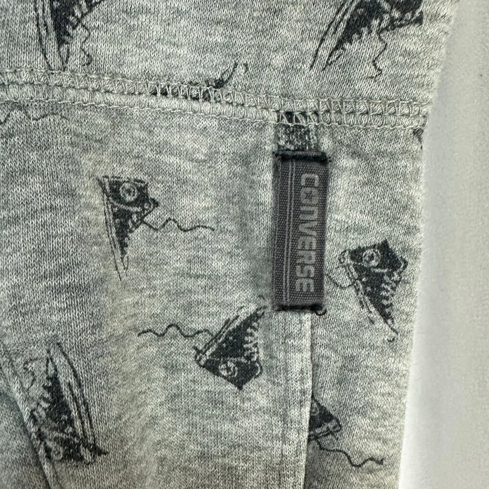 Converse All Star Men Grey Jogger Pants Drawstring Medium Black Graphic Print - Picture 3 of 8